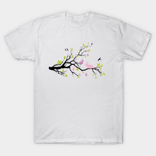 Happy Easter tree with pink bunnies T-Shirt